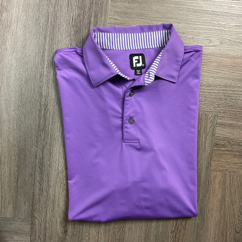 FootJoy Performance Golf Polo Shirt FJ Logo Mens XXL Purple Tennis Preppy Sport
